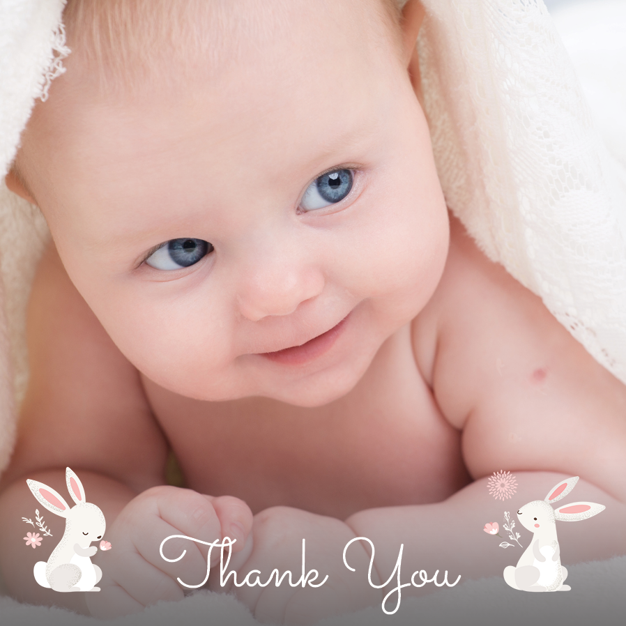 Thank you cards — White rabbits