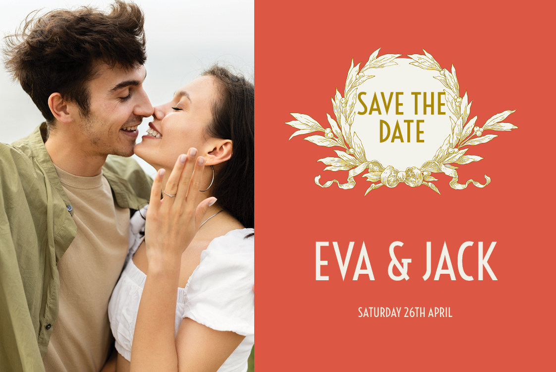 Save the date — Gold wreath