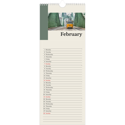 Slim Calendar  — Sights of the world [February]