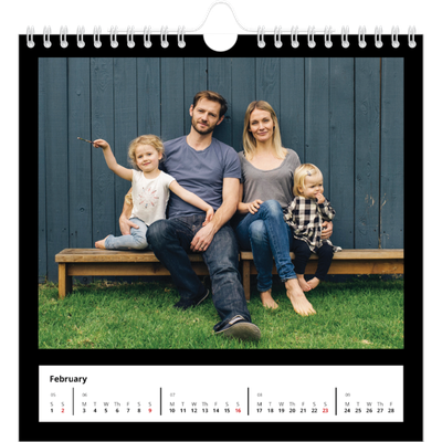 Square calendars  — Black margin [February]