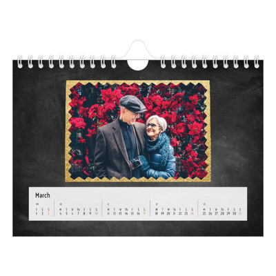 A5 Landscape Photo Calendar — Glitter frames [March]