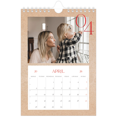 A5 Photo Calendar — Pops of red [April]