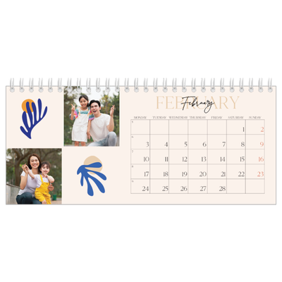 Desk calendars — Minimalist coral [February]