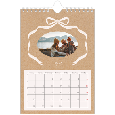 A5 Photo Calendar — Kraft and bow [April]
