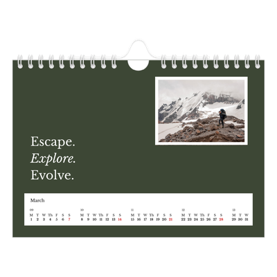 A5 Landscape Photo Calendar — Editorial Earth [March]