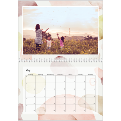 A4 Double Photo Calendar — Watercolour spots [cover]