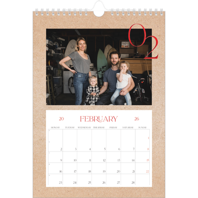 A4 Photo Calendar — Pops of red [February]