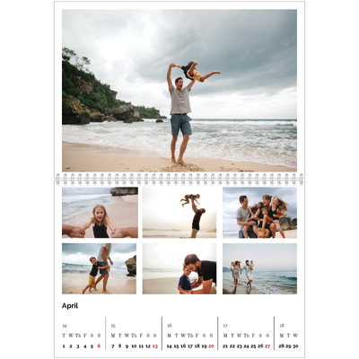 A4 Double Photo Calendar — Picture grid [April]
