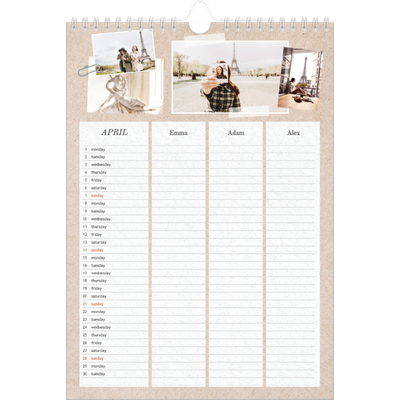 A4 Family Planner — Crafted Planner - Family of 3 [April]