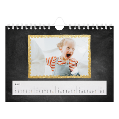 A5 Landscape Photo Calendar — Glitter frames [April]