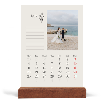 Easel Desk Calendar Portrait — Initials in bloom