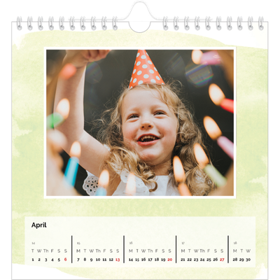 Square calendars  — Watercolour backgrounds [April]