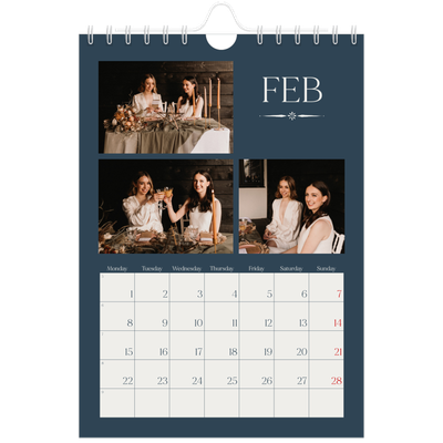 A5 Photo Calendar — Slate and serifs [February]