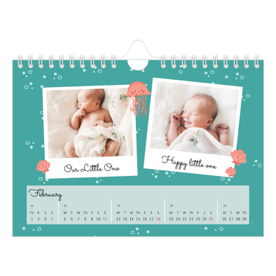 A5 Landscape Photo Calendar — Cute animals [February]