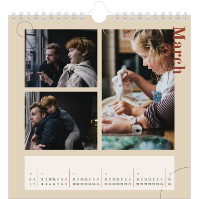 Square calendars  — Asymmetrical text [March]