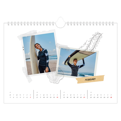 A4 Landscape Photo Calendar — Scrapbook flair [February]
