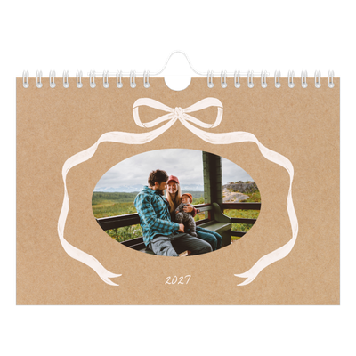 A5 Landscape Photo Calendar — Kraft and bow [cover]