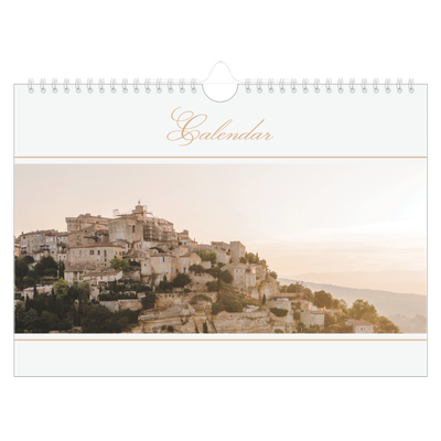A4 Landscape Photo Calendar — Gold script banner [cover]