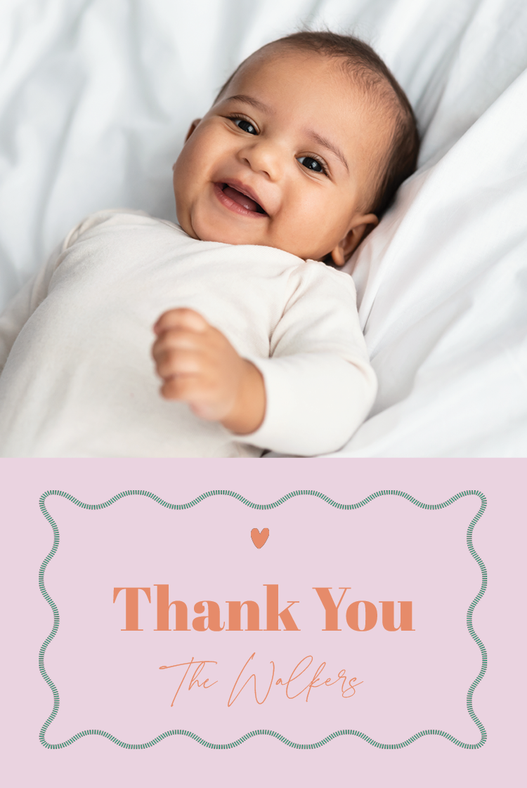 Thank you cards — Blush and squiggle