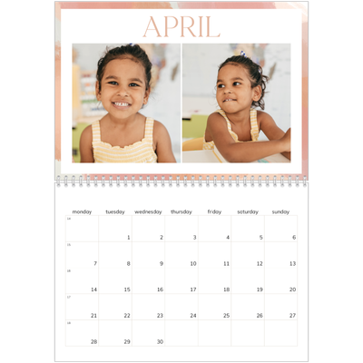A4 Double Photo Calendar — Paintbrush effect [April]