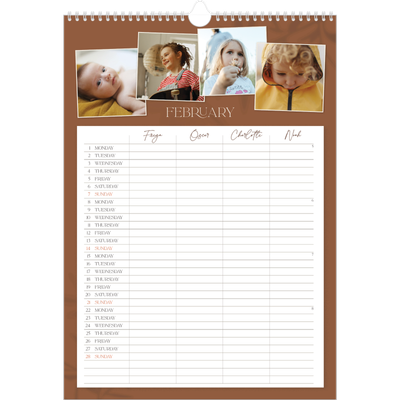 A3 Family Planner — Down to earth Planner - Family of 4 [February]