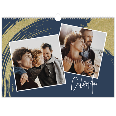 A3 Photo Calendar — Gold brush backgrounds [cover]