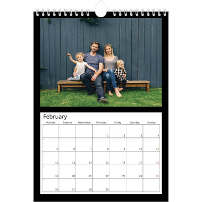A4 Photo Calendar — Black margin [February]