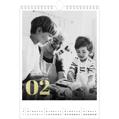 A4 Photo Calendar — Large glitter numbers [February]