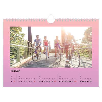 A4 Landscape Photo Calendar — Pastel shades [February]