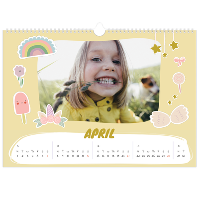 A3 Photo Calendar — Rainbow unicorn [April]
