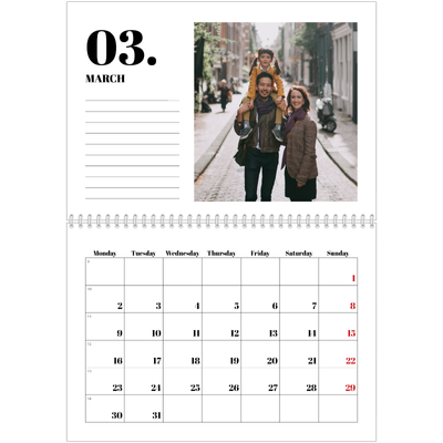 A4 Double Photo Calendar — Serif and moments [March]