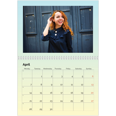 A4 Double Photo Calendar — Pastel shades [April]