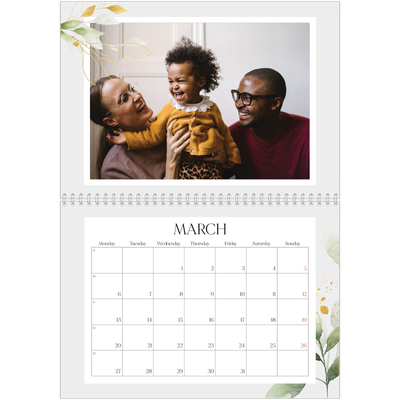 A4 Double Photo Calendar — Floral splash [March]