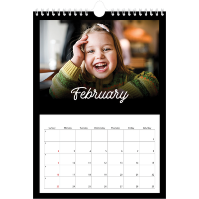 A4 Photo Calendar — Black minimal [February]