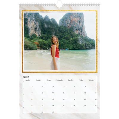 A3 photo calendars — Gold frame marble [March]