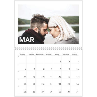 A4 Double Photo Calendar — Big month [March]