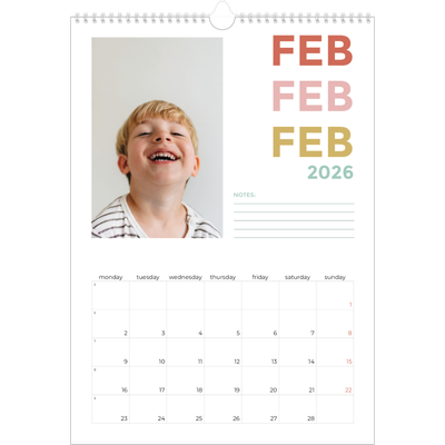 A3 photo calendars — Colourful type [February]