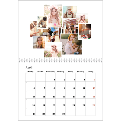 A4 Double Photo Calendar — Collage shapes [April]