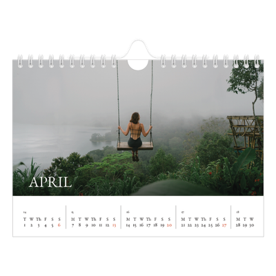 A5 Landscape Photo Calendar — Simple serif [April]