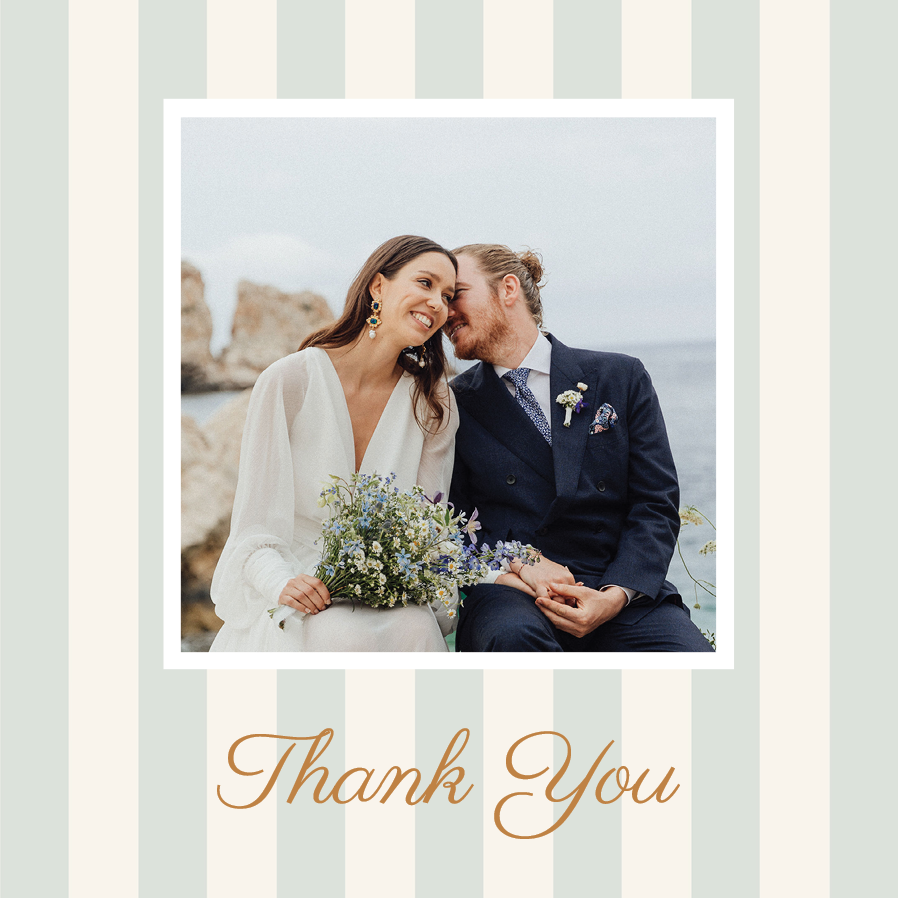 Thank you cards — Script and stripes