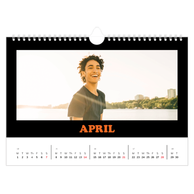 A4 Landscape Photo Calendar — Fun type [April]