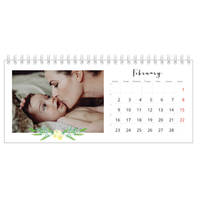 Desk calendars — Flower illustrations [February]
