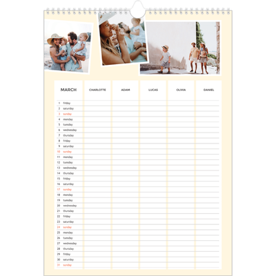 A3 Family Planner — Modern Planner - Family of 5 [March]