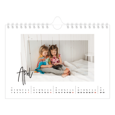 A5 Landscape Photo Calendar — Clear frame [April]