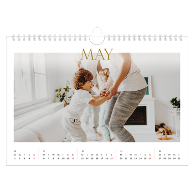 A4 Landscape Photo Calendar — Big gold text [cover]