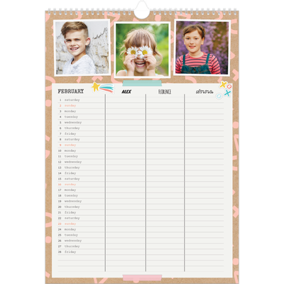 A3 Family Planner — Rustic Planner - Family of 3 [February]
