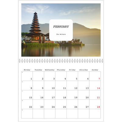 A4 Double Photo Calendar — Full story [February]