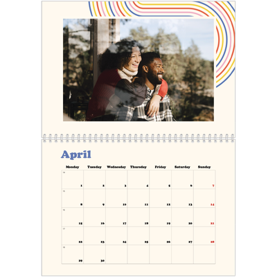 A4 Double Photo Calendar — Retro stripes [April]