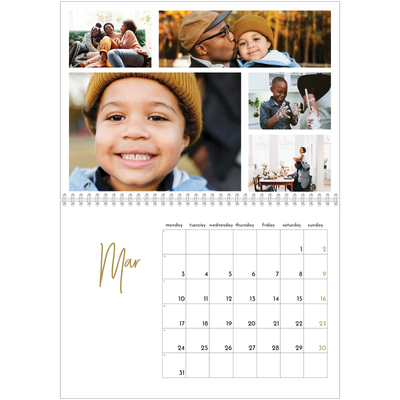 A4 Double Photo Calendar — Scribble text [March]