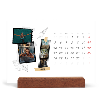 Easel Desk Calendar Landscape  — Scrapbook flair [April]